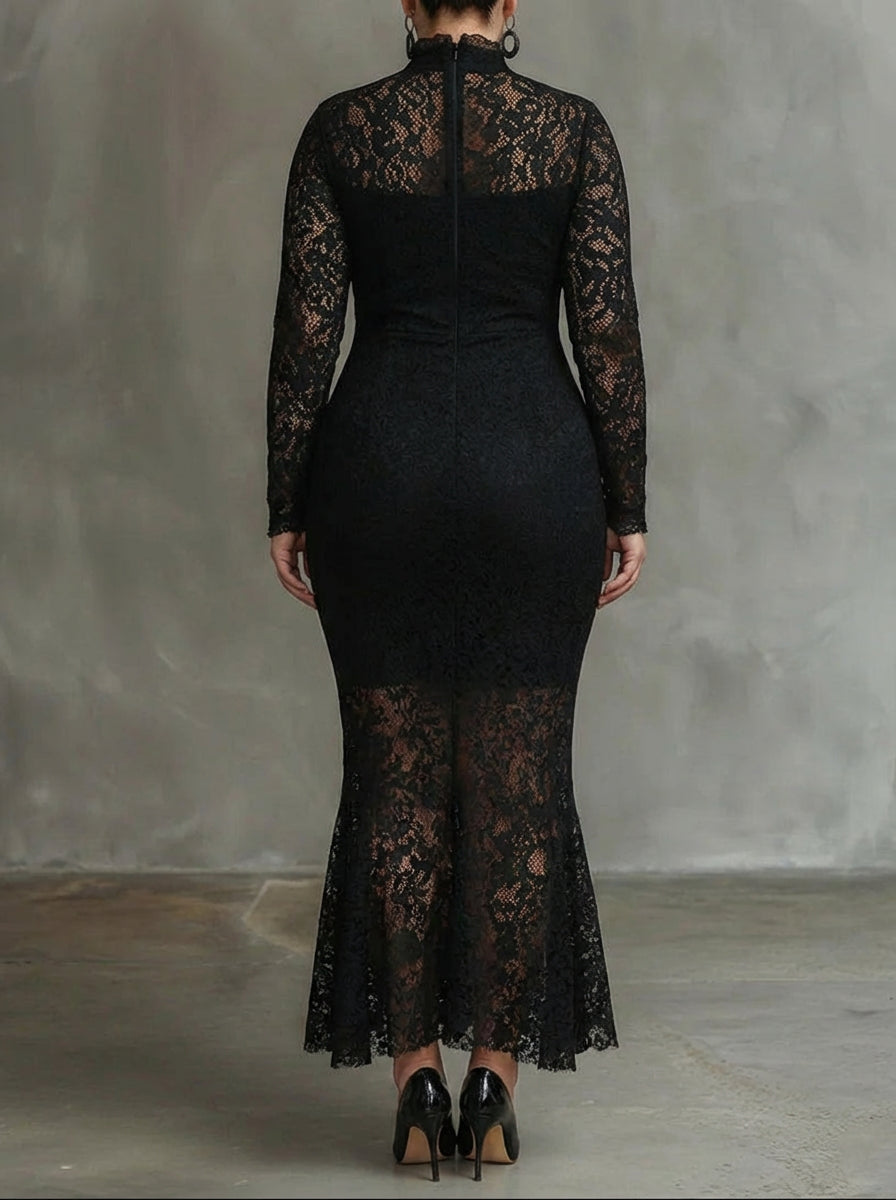 Alma | Elegante Kanten Fishtail Maxi Jurk