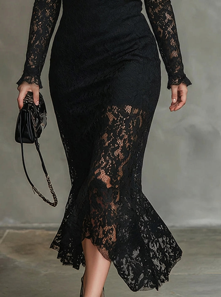 Alma | Elegante Kanten Fishtail Maxi Jurk