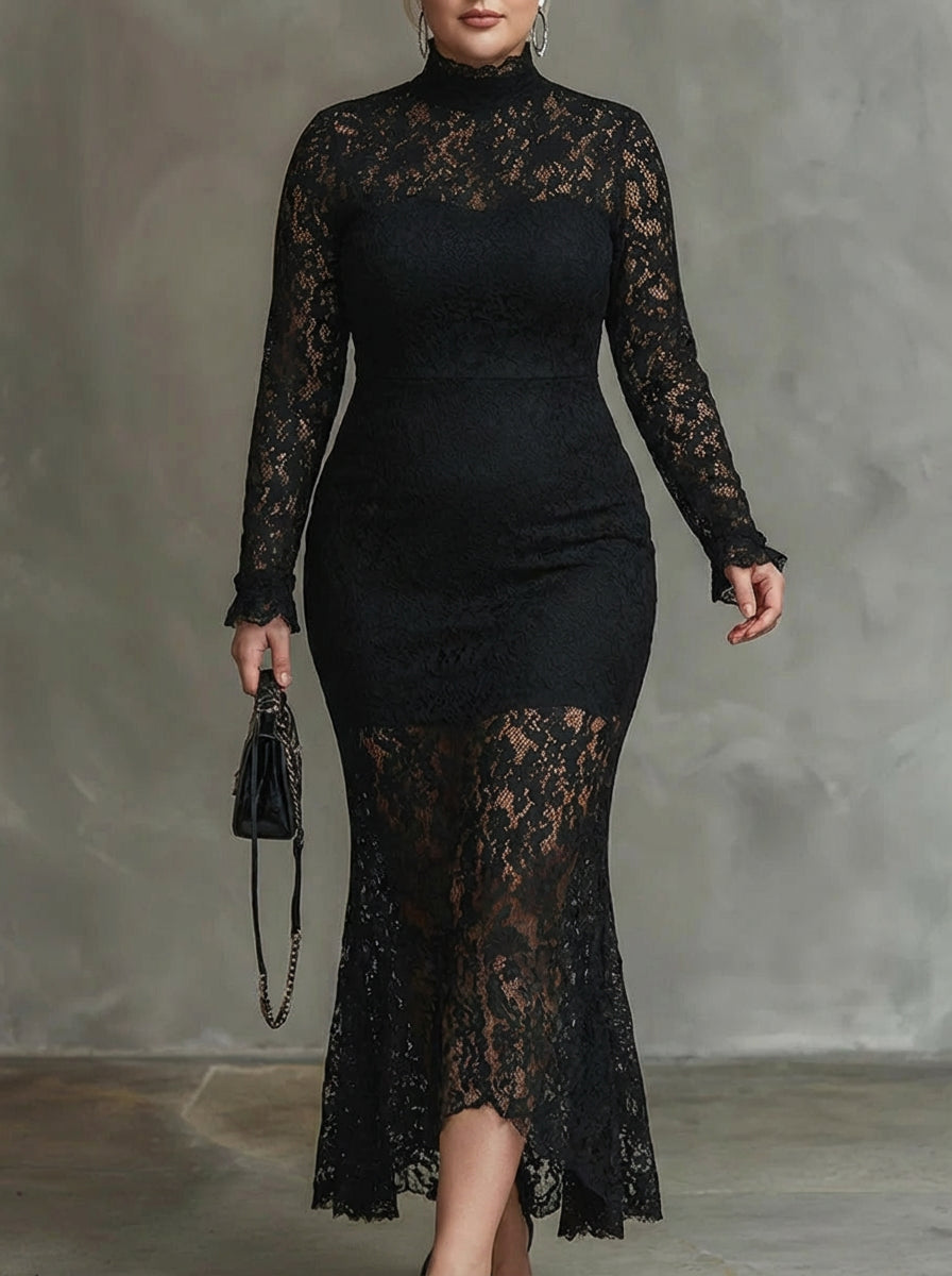 Alma | Elegante Kanten Fishtail Maxi Jurk