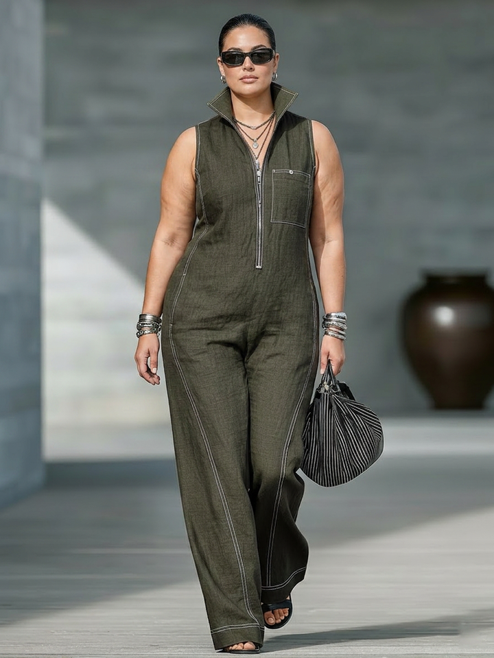 Thea - Minimalistische Jumpsuit met Witte Accenten