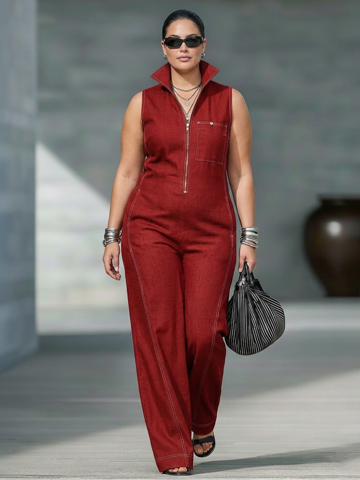 Thea - Minimalistische Jumpsuit met Witte Accenten