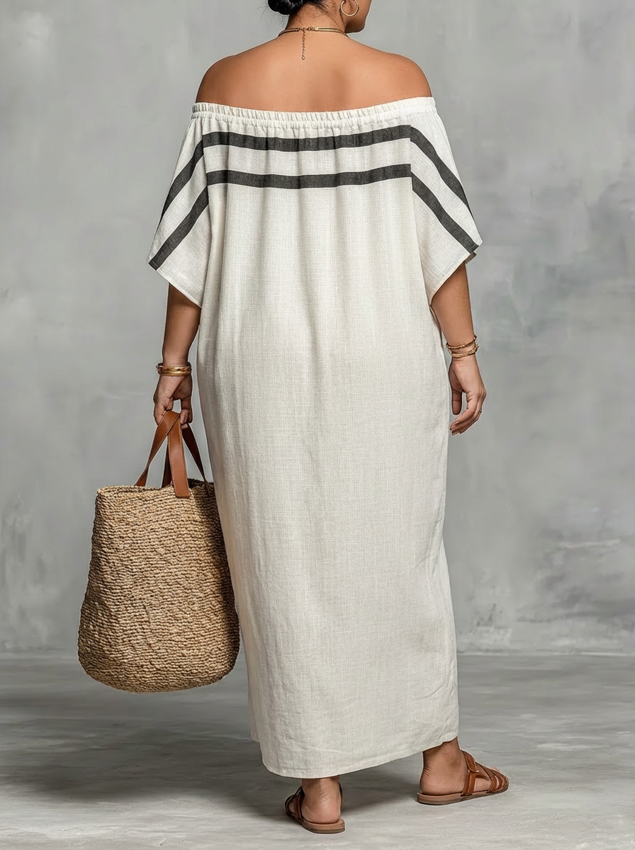 Ffion Maxi-jurk voor Vrouwen met Off-the-Shoulder Halslijn en Batwing Mouwen