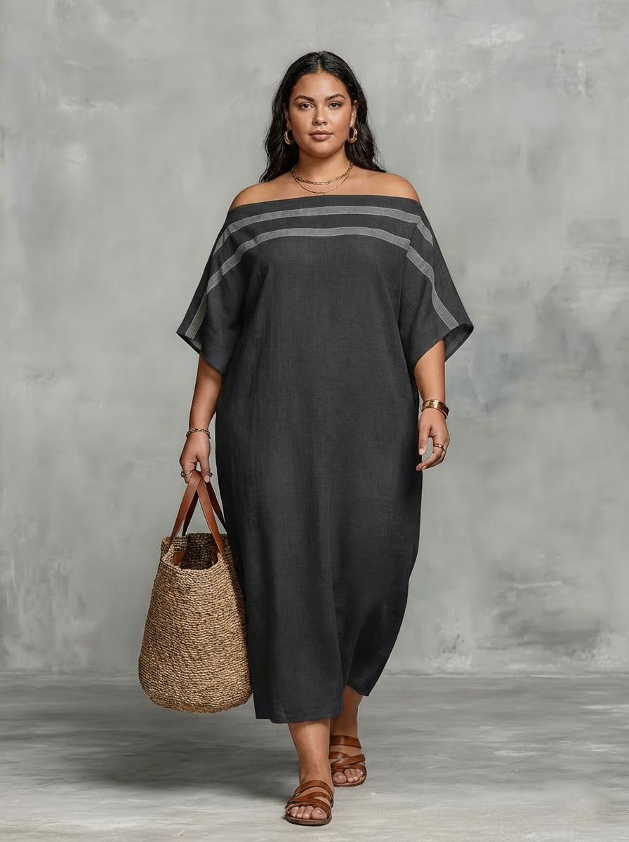 Ffion Maxi-jurk voor Vrouwen met Off-the-Shoulder Halslijn en Batwing Mouwen