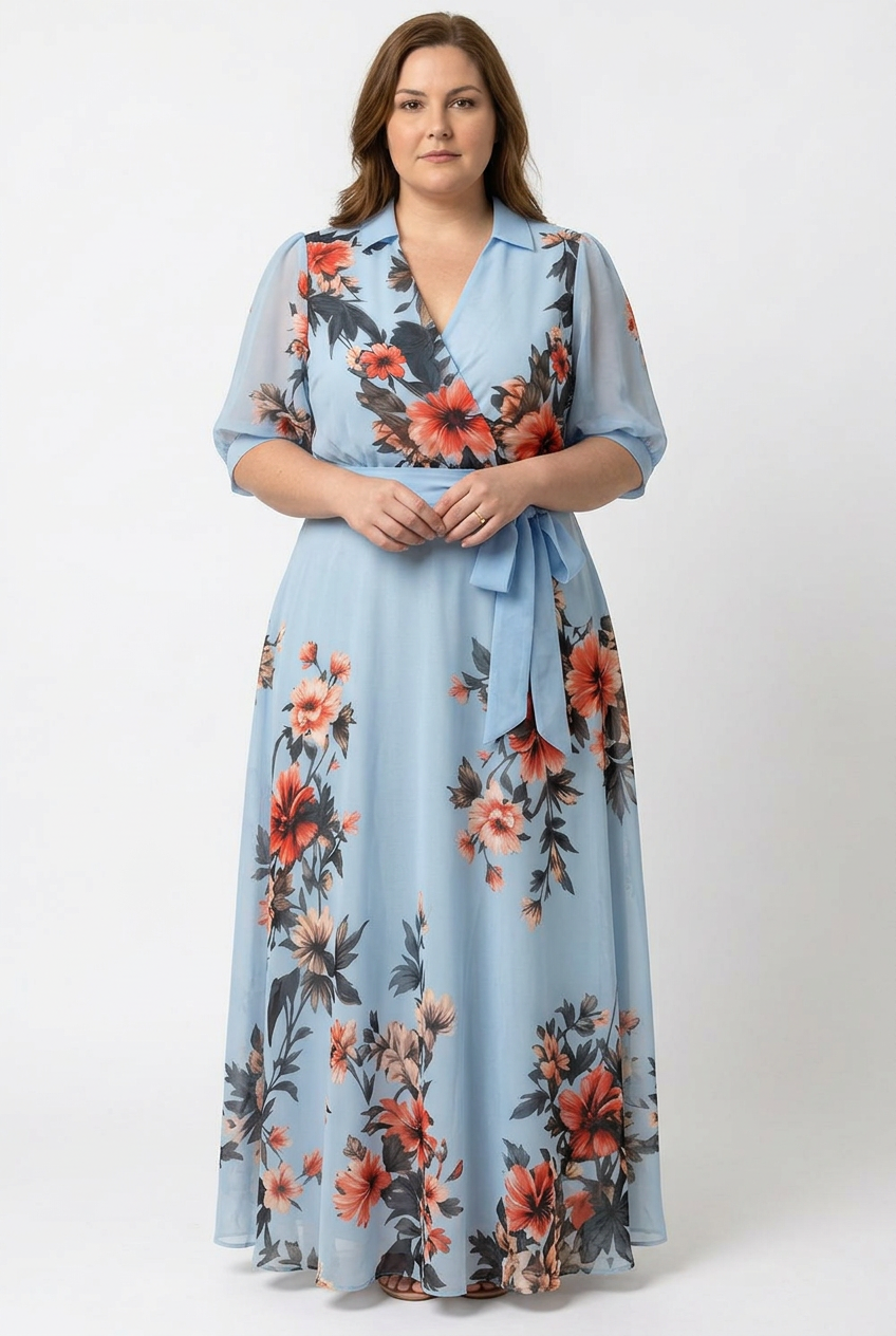 Hedda | Bloemen Wrap V-Hals Maxi Jurk