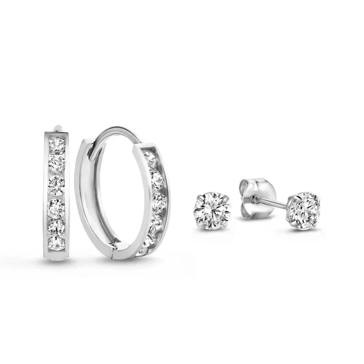 Rosa Brillane Steen Oorbellen Set | Goud