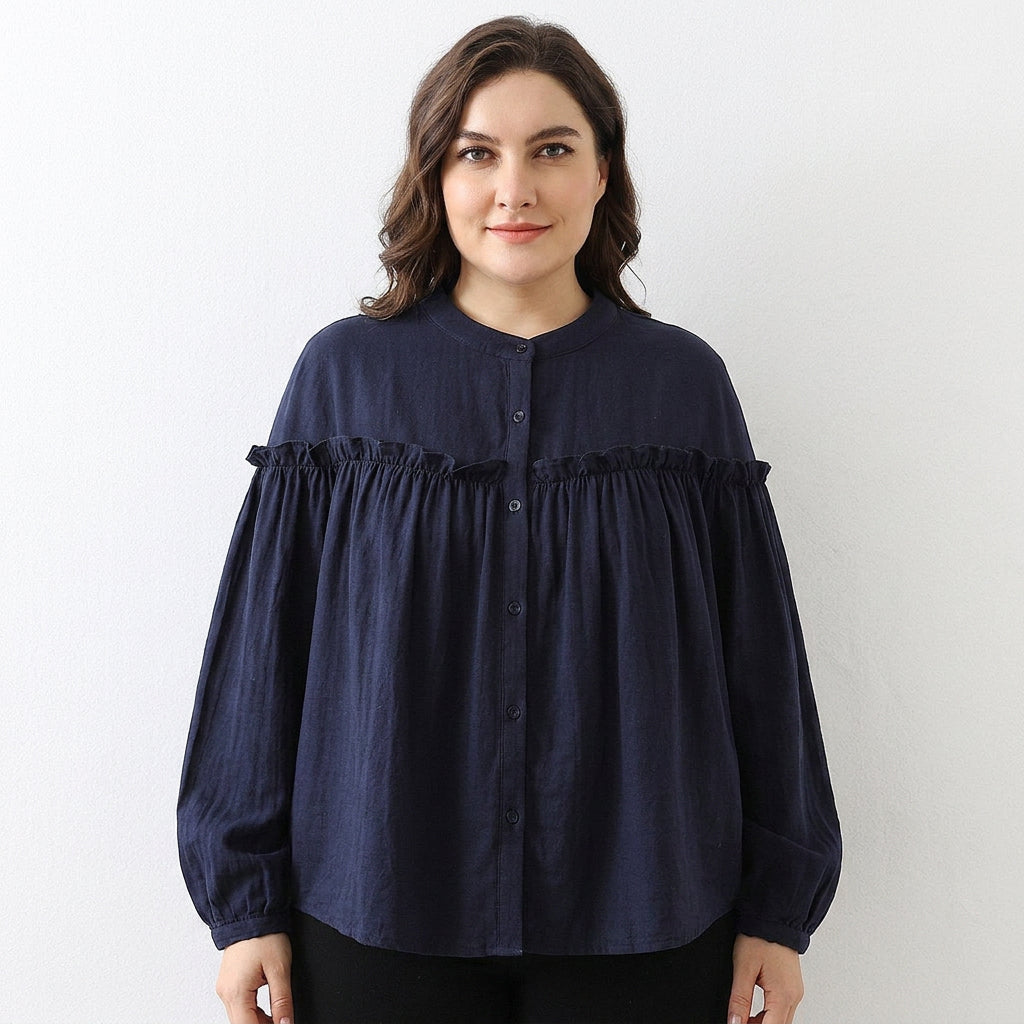 Ines - Pure Katoenen Rimpelshirt Top