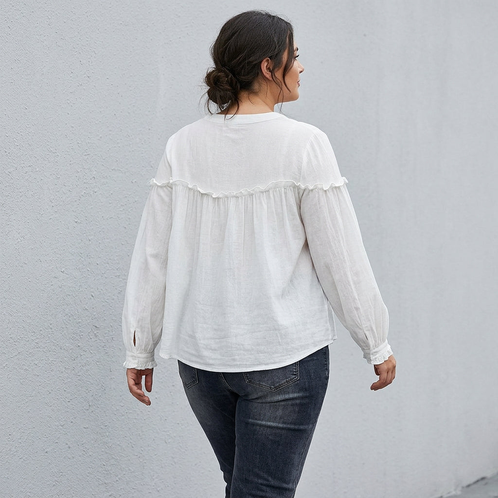 Ines - Pure Katoenen Rimpelshirt Top