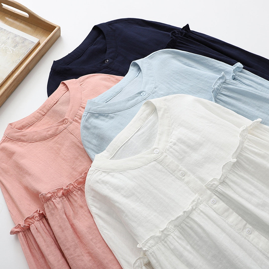 Ines - Pure Katoenen Rimpelshirt Top