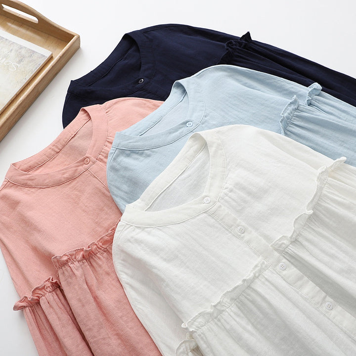 Ines - Pure Katoenen Rimpelshirt Top