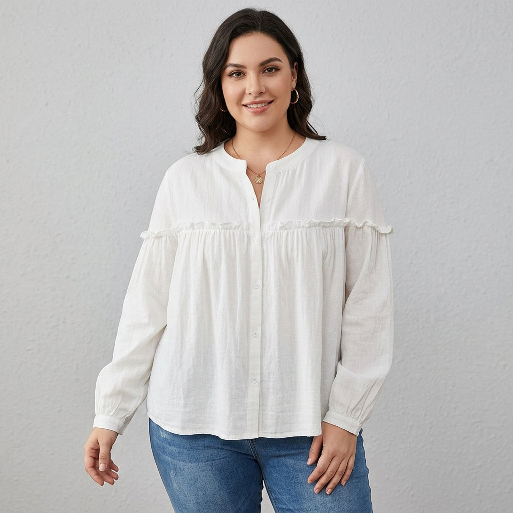 Ines - Pure Katoenen Rimpelshirt Top
