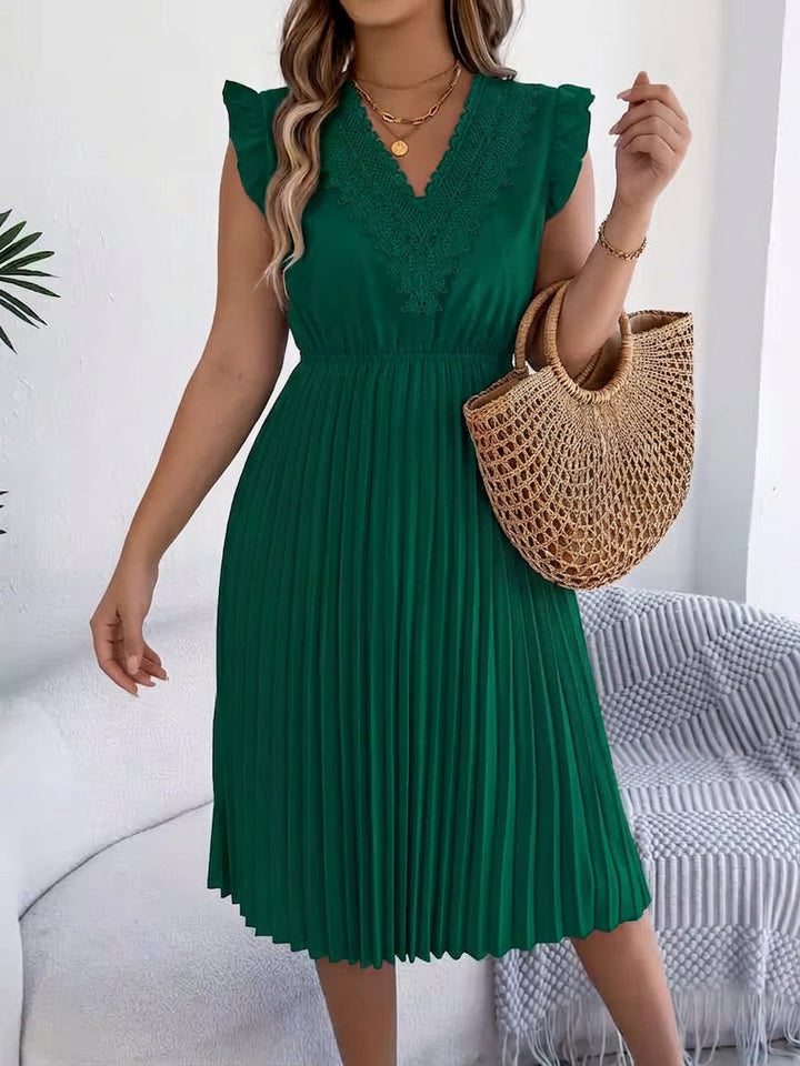 Briony – Casual V-hals Maxi Jurk met Kantdetail