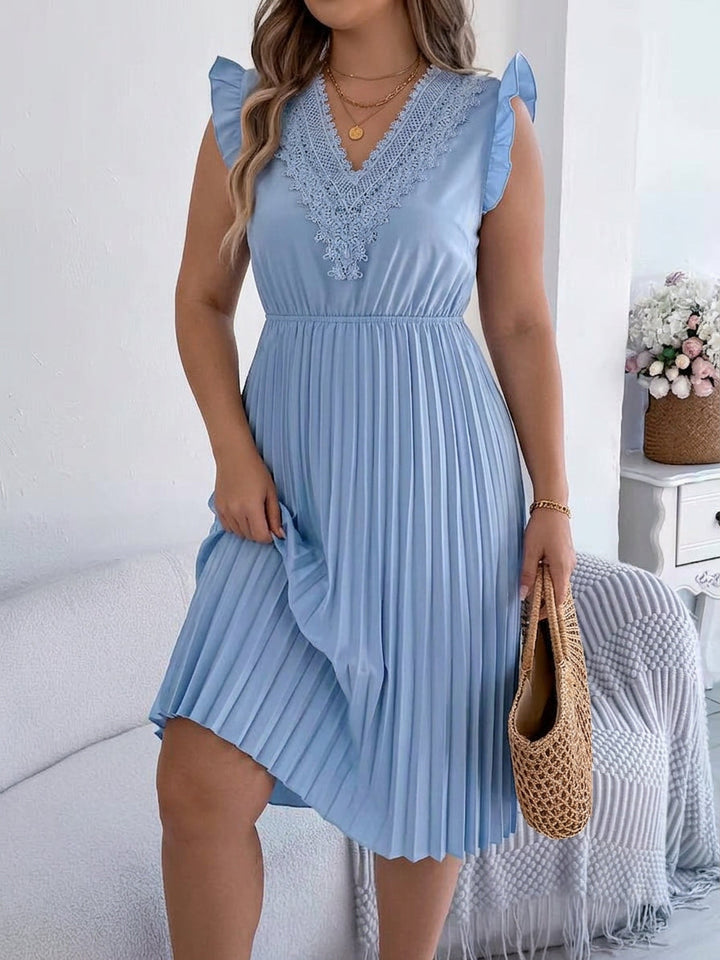 Briony – Casual V-hals Maxi Jurk met Kantdetail