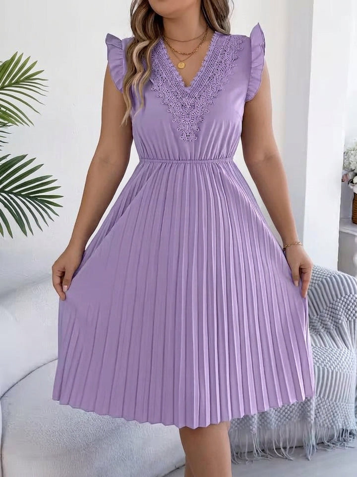 Briony – Casual V-hals Maxi Jurk met Kantdetail