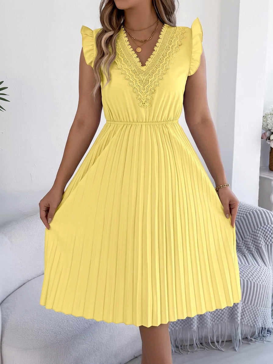 Briony – Casual V-hals Maxi Jurk met Kantdetail