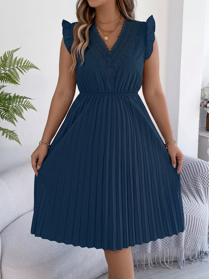 Briony – Casual V-hals Maxi Jurk met Kantdetail