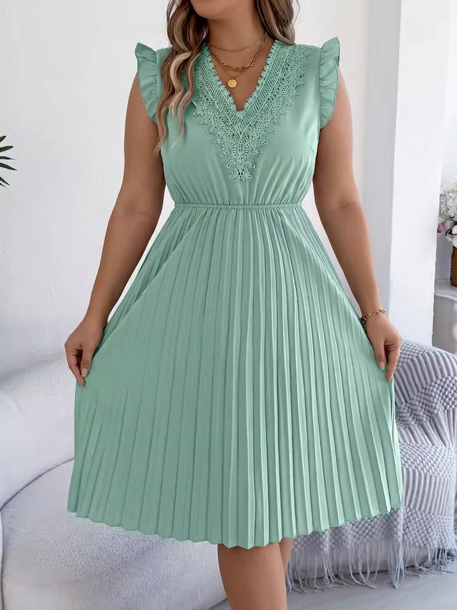 Briony – Casual V-hals Maxi Jurk met Kantdetail