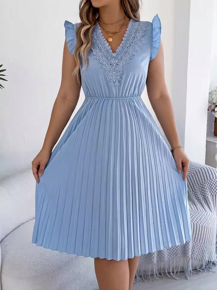 Briony – Casual V-hals Maxi Jurk met Kantdetail