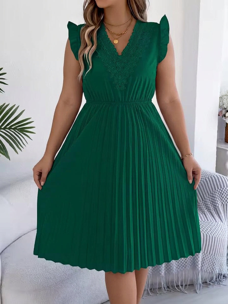 Briony – Casual V-hals Maxi Jurk met Kantdetail