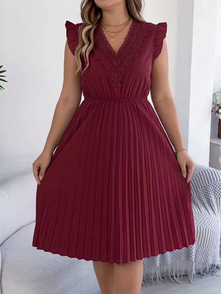 Briony – Casual V-hals Maxi Jurk met Kantdetail