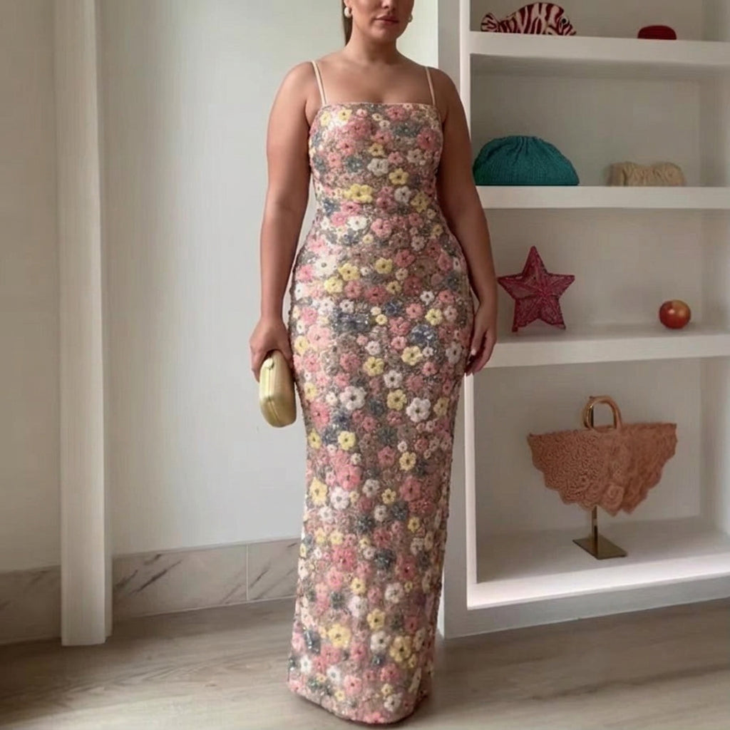 Lara - Elegante Strapless Pailletten Maxi Jurk