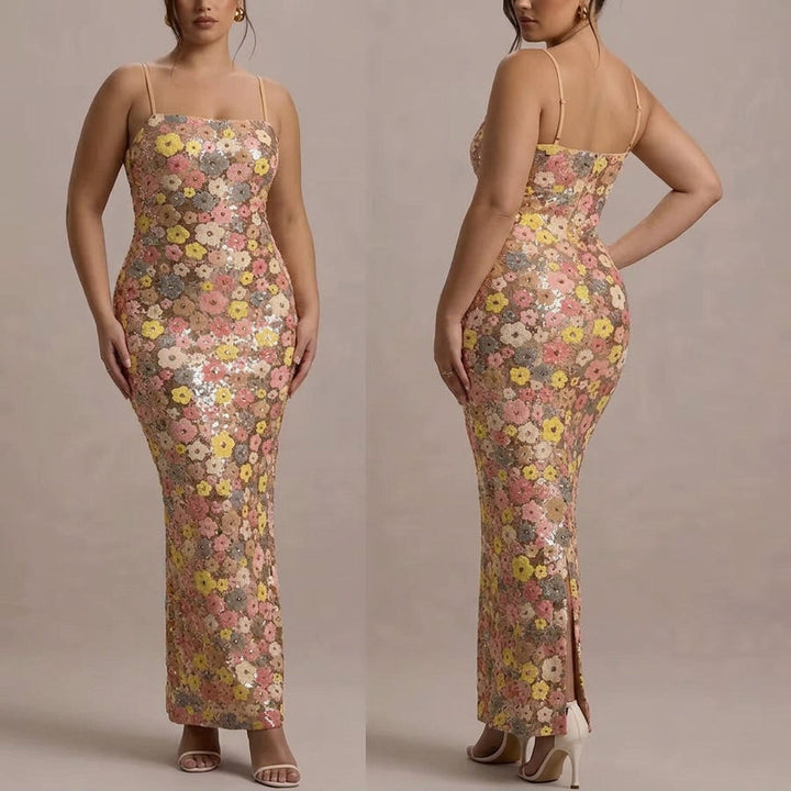 Lara - Elegante Strapless Pailletten Maxi Jurk