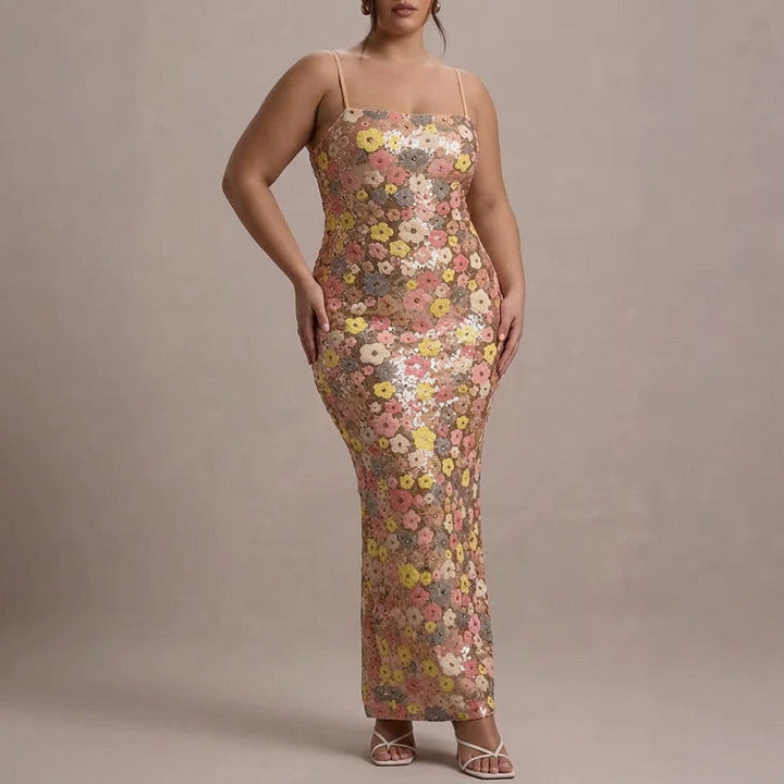 Lara - Elegante Strapless Pailletten Maxi Jurk
