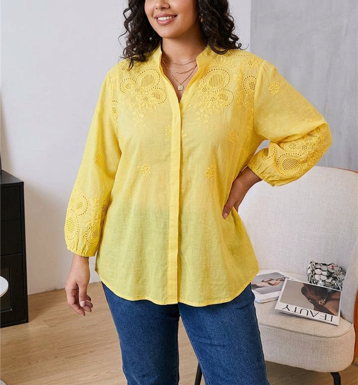 Yasmin - Pure Katoenen Schiffly Geborduurde Blouse
