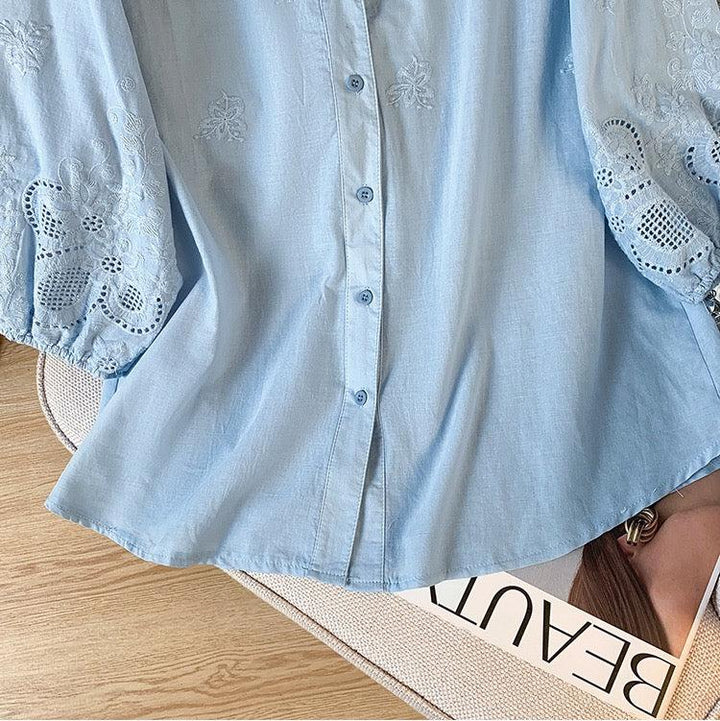 Yasmin - Pure Katoenen Schiffly Geborduurde Blouse