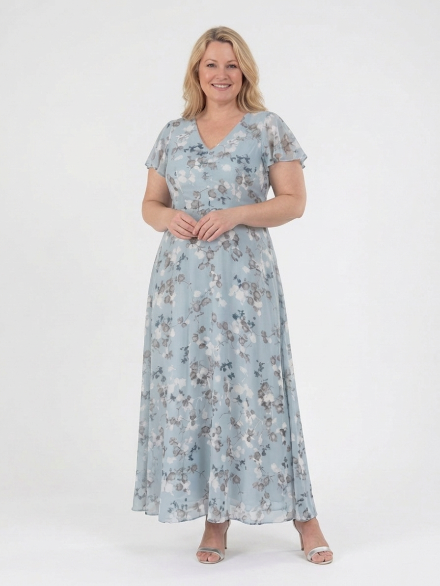 Leontine | Bloemen Chiffon Maxi Jurk