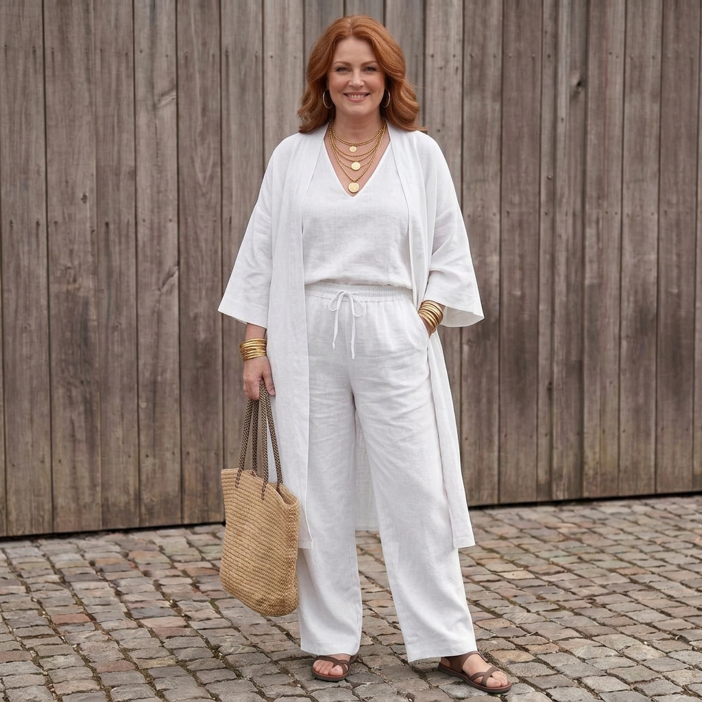 Juna | Vrouwen Relaxed Tuniek Top &amp; Wijde Broek Set