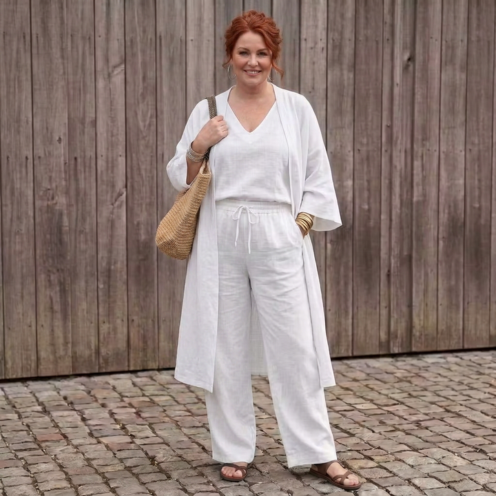 Juna | Vrouwen Relaxed Tuniek Top &amp; Wijde Broek Set