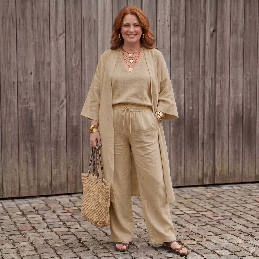 Juna | Vrouwen Relaxed Tuniek Top &amp; Wijde Broek Set