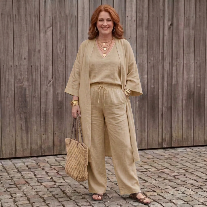 Juna | Vrouwen Relaxed Tuniek Top &amp; Wijde Broek Set
