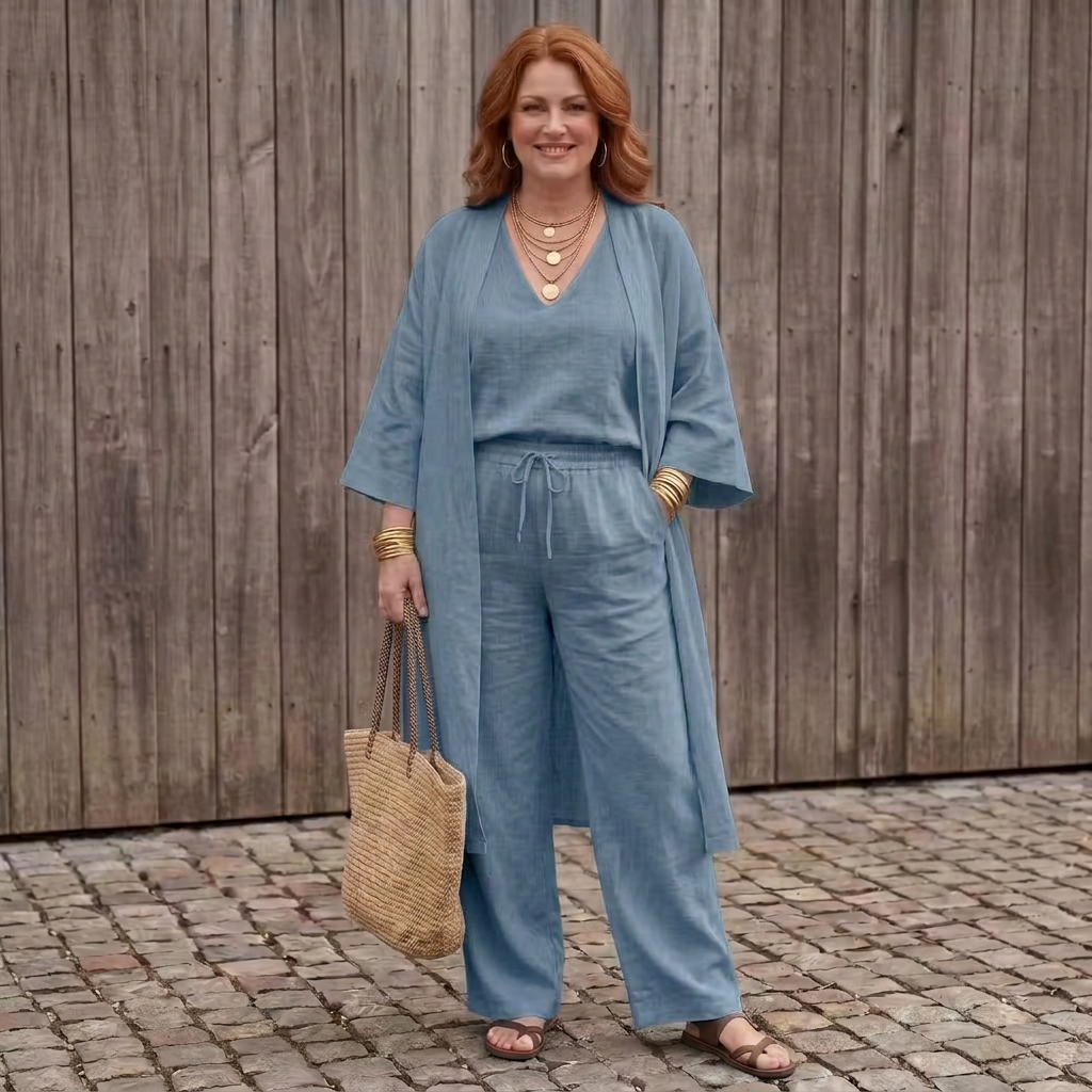 Juna | Vrouwen Relaxed Tuniek Top &amp; Wijde Broek Set