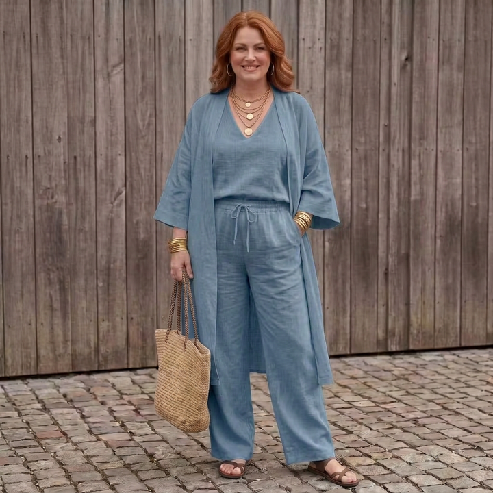 Juna | Vrouwen Relaxed Tuniek Top &amp; Wijde Broek Set