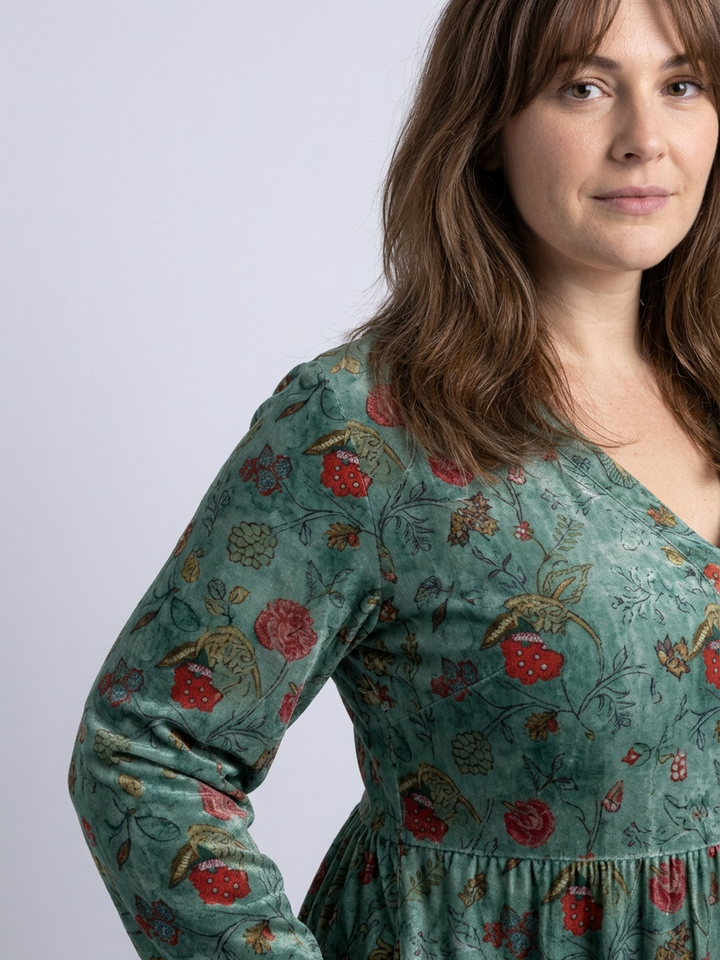 Eira | Bloemen V-hals Maxi-jurk met Driekwart Mouwen