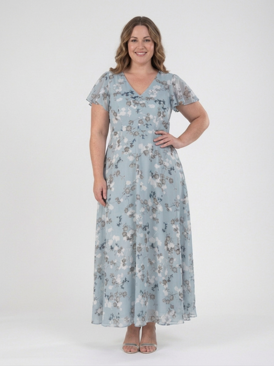 Leontine | Bloemen Chiffon Maxi Jurk
