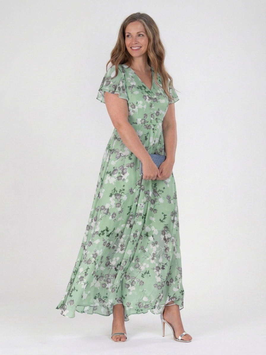 Leontine | Bloemen Chiffon Maxi Jurk