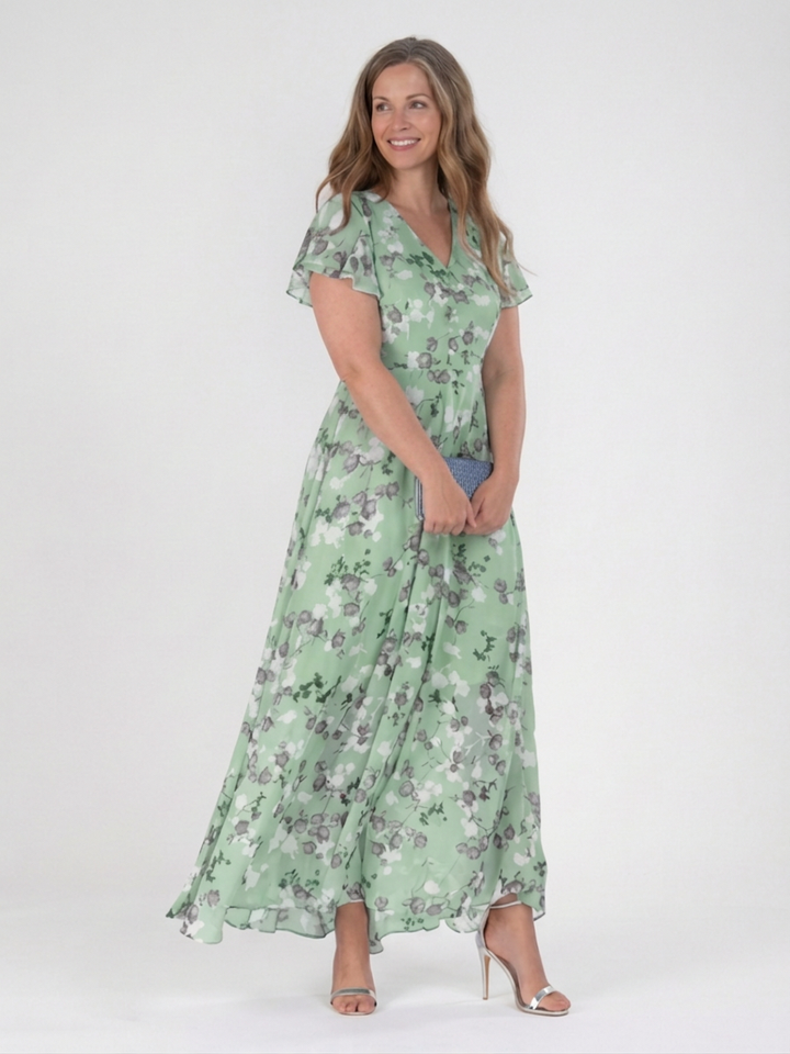 Leontine | Bloemen Chiffon Maxi Jurk