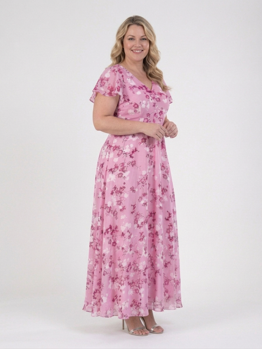 Leontine | Bloemen Chiffon Maxi Jurk