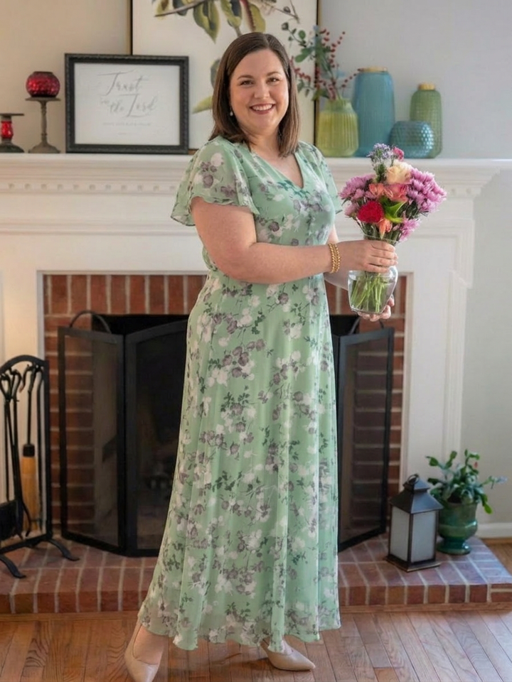 Leontine | Bloemen Chiffon Maxi Jurk