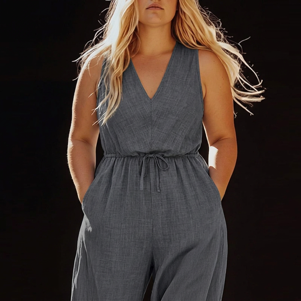 Lark – Casual Mouwloos Trekkoord Pocket Jumpsuit