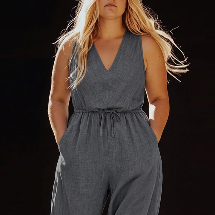 Lark – Casual Mouwloos Trekkoord Pocket Jumpsuit