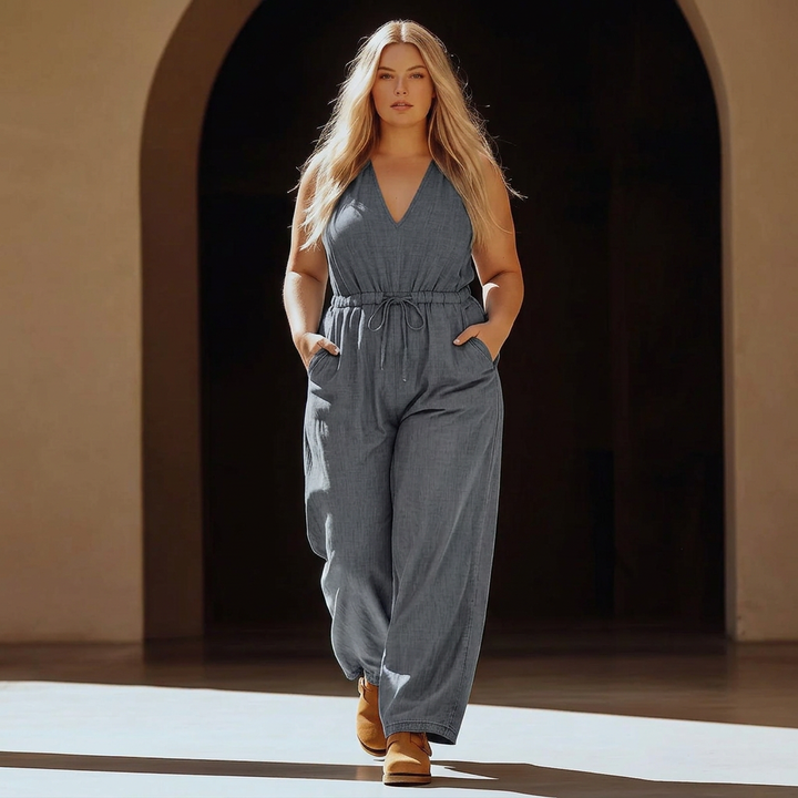 Lark – Casual Mouwloos Trekkoord Pocket Jumpsuit