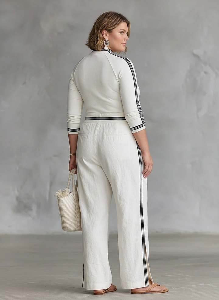 Dames Twee-Delige Set: Lange Mouwen Sportieve T-Shirt met Hoge Hals en Losse Broek met Touwtje