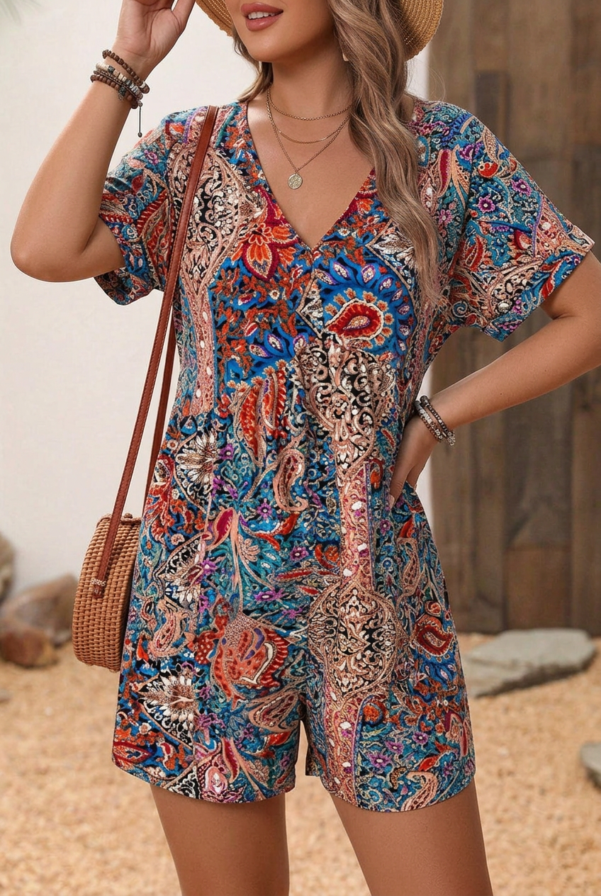Maribel | Boho Paisley Jumpsuit