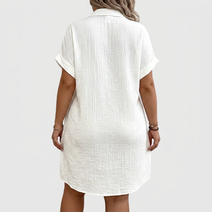Honora | Vrouwen Linnen Knopen-Down Korte Mouwen Shirt Jurk