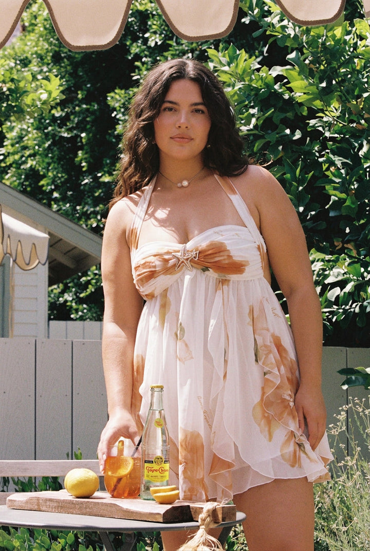 Elspeth – Bloemen Chiffon Mini Jurk voor Gouden Zomerdagen