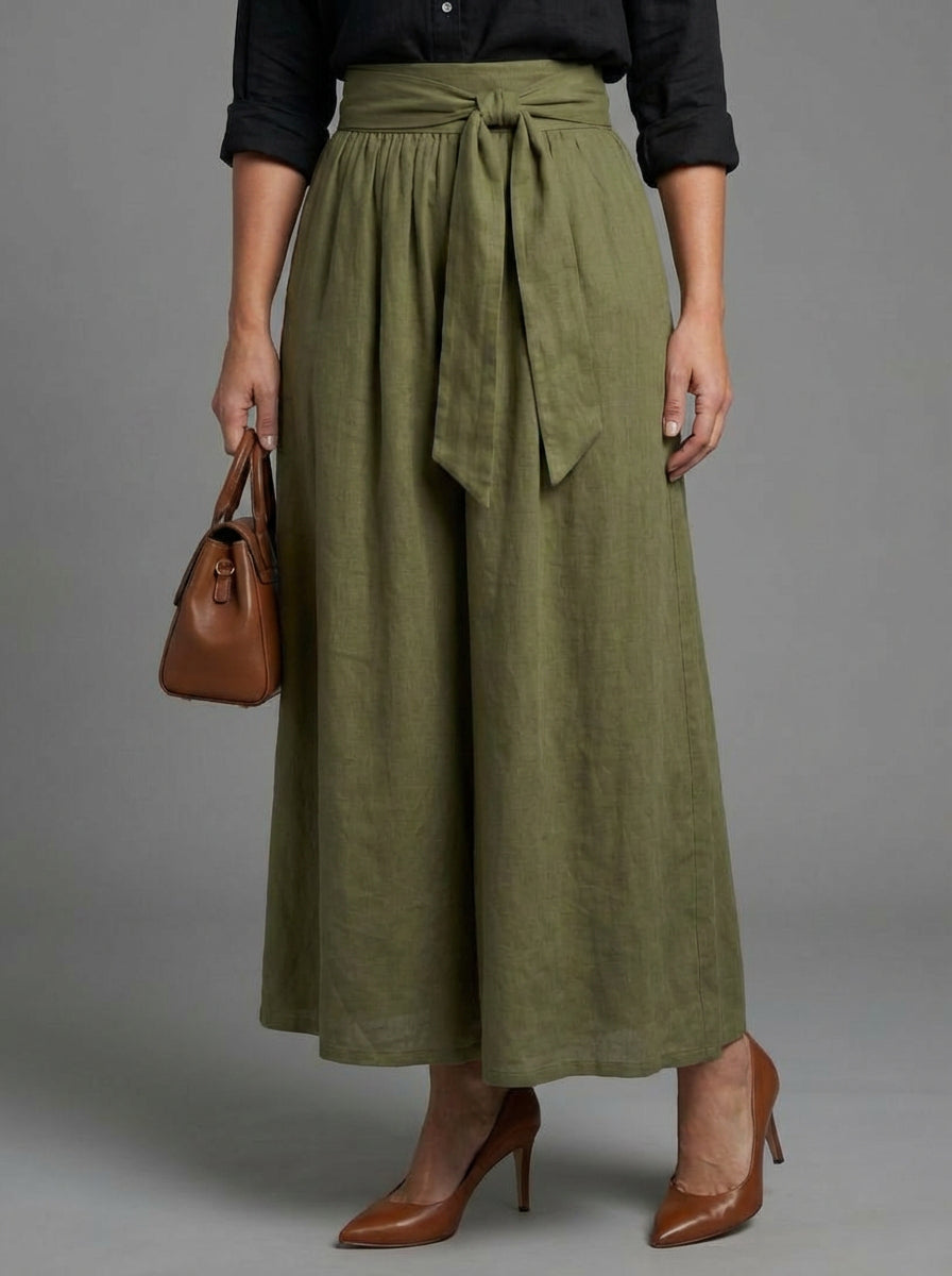 Tabitha | Twee-delig Set Zwarte Blouse Olijfgroene Midi Rok