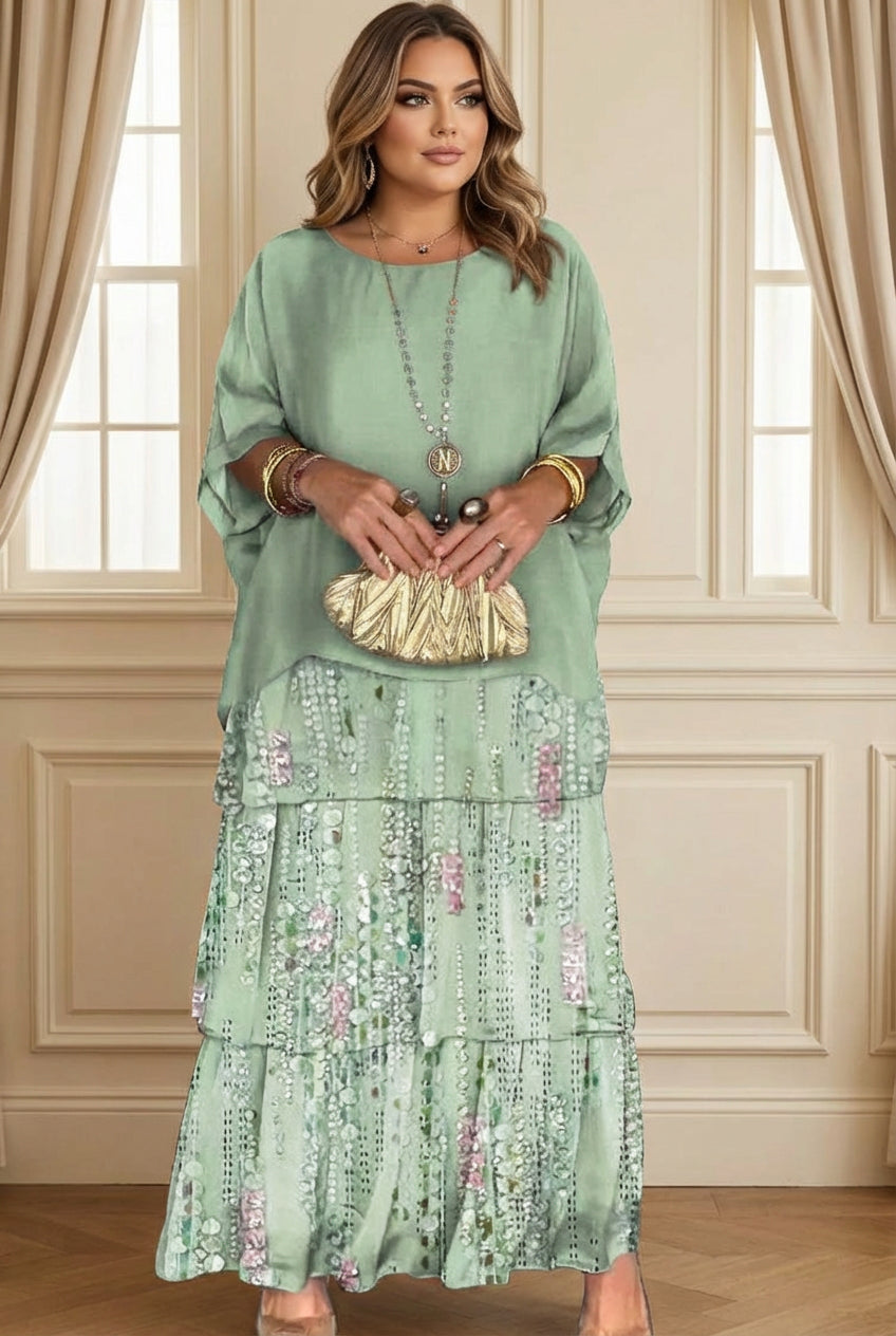 Soraya Gelaagde Jurk - Lichtgroen